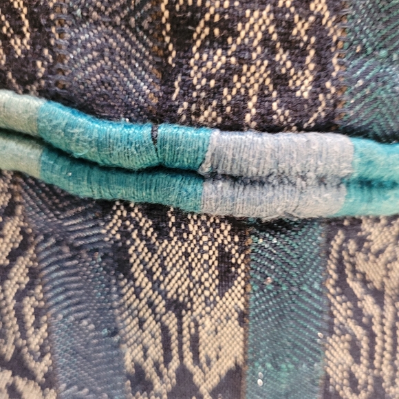 Guatemalan Bohemian Pants In Blue Turquoise Floral Embroidered- Onesize - Picture 5 of 8